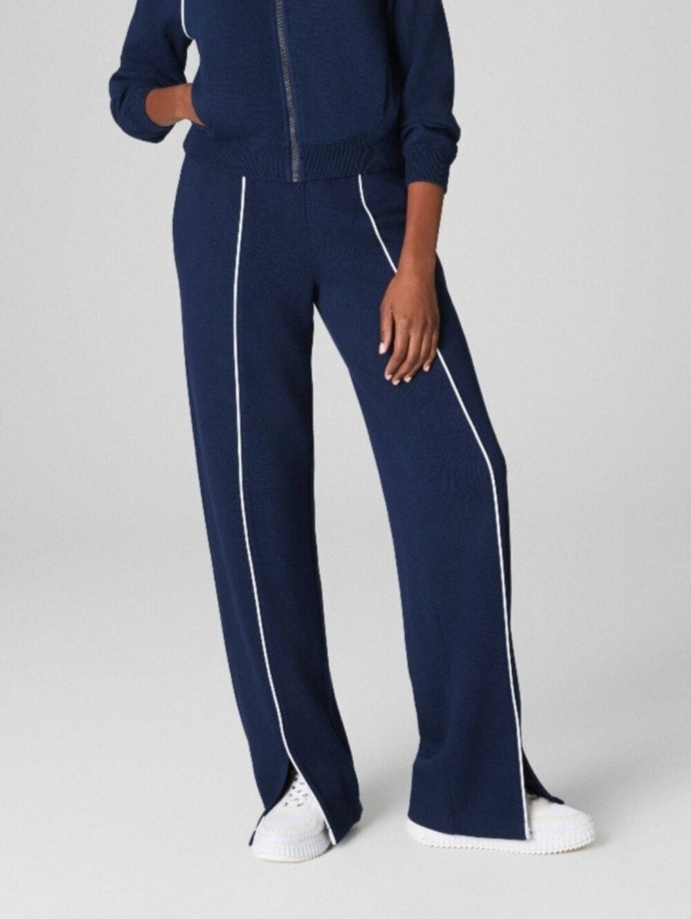 SPANX Airpicque Straight Track Pants High Rise Timeless Navy Small New